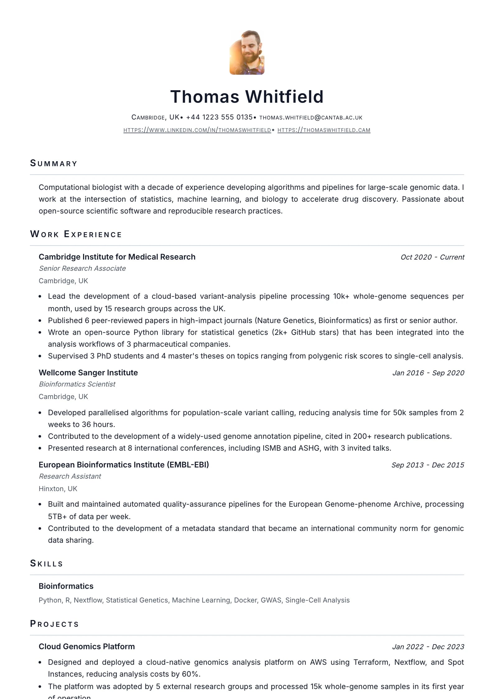 Academic resume template