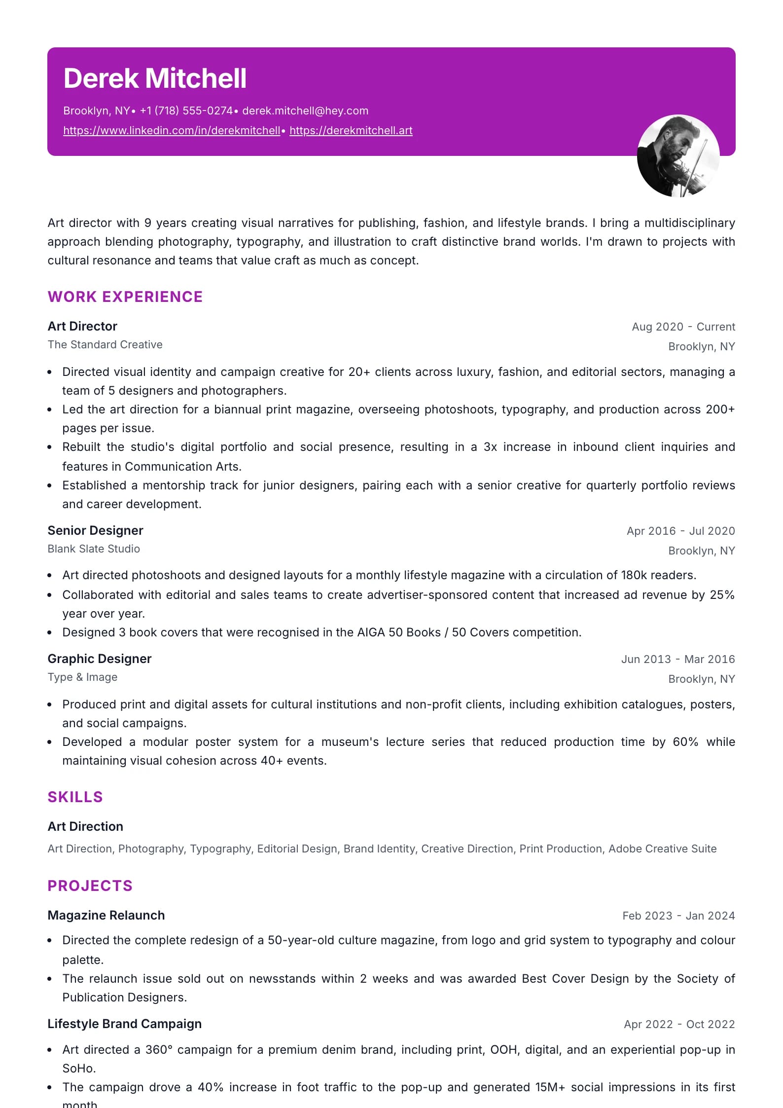 Banner resume template