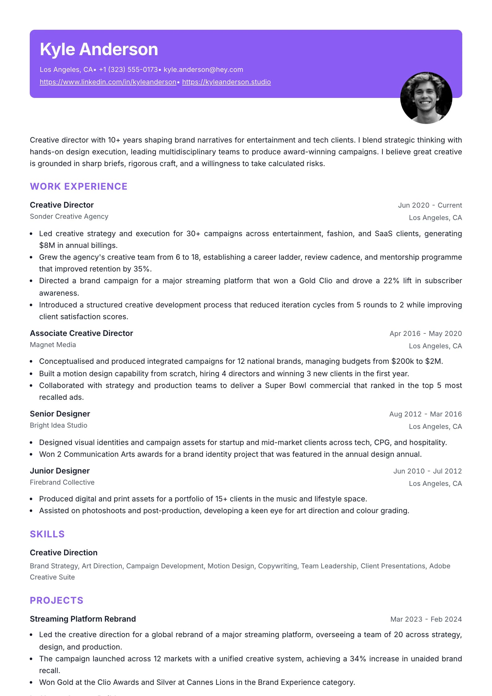 Banner resume template