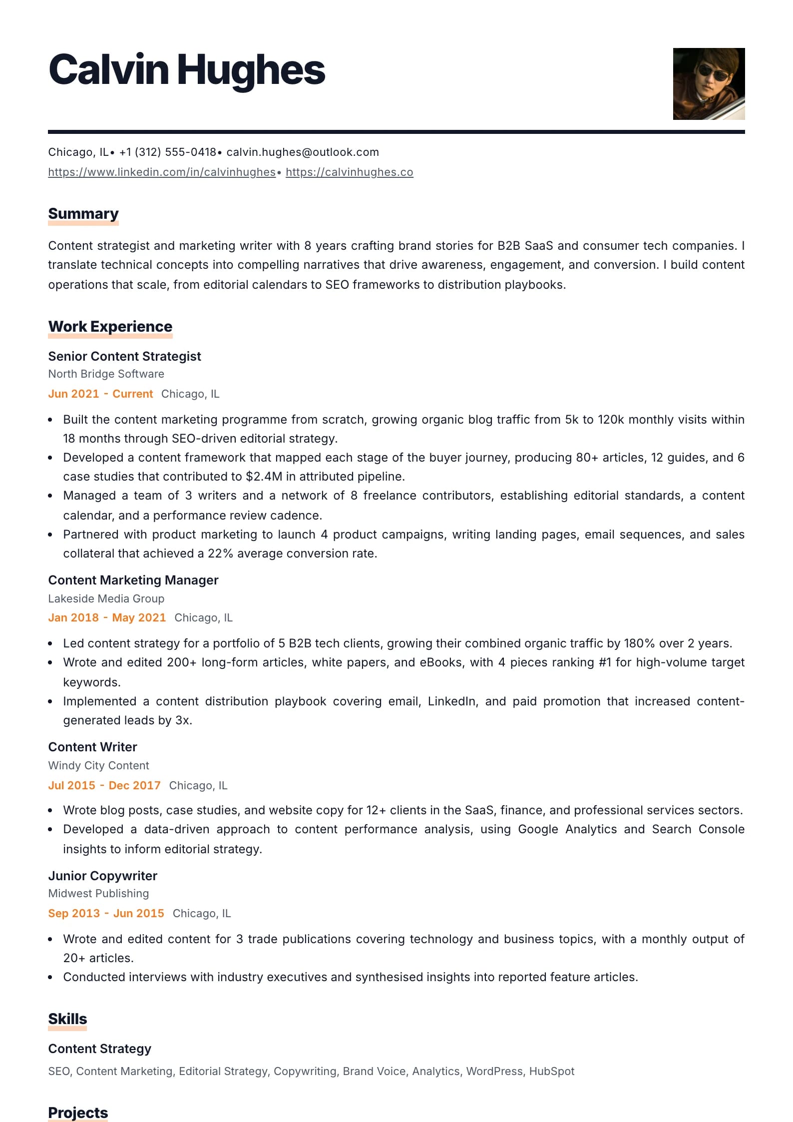 Bold Type resume template