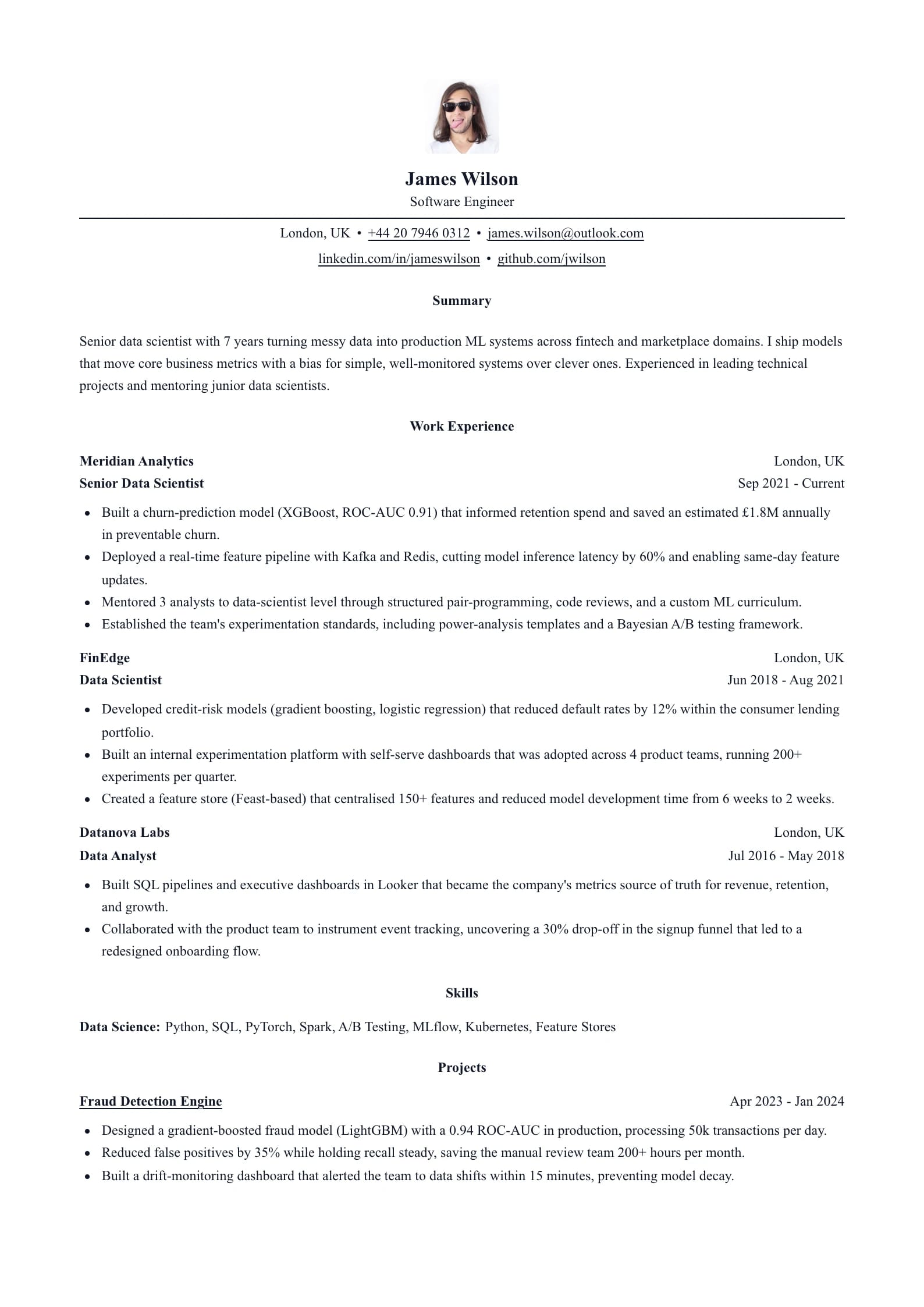 Harvard Serif resume template