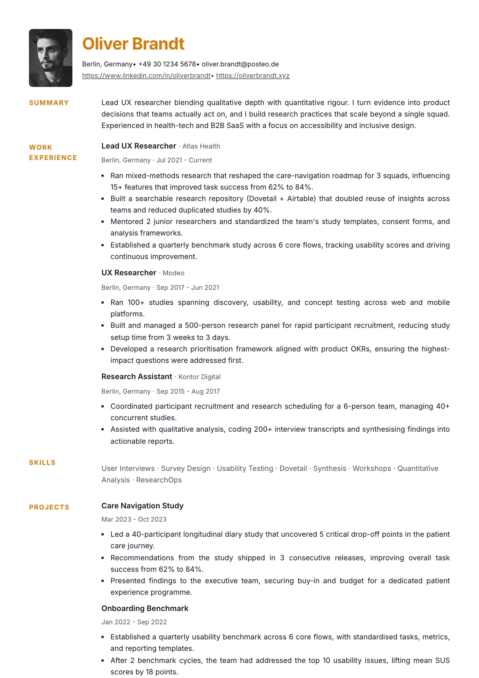 Inset resume template