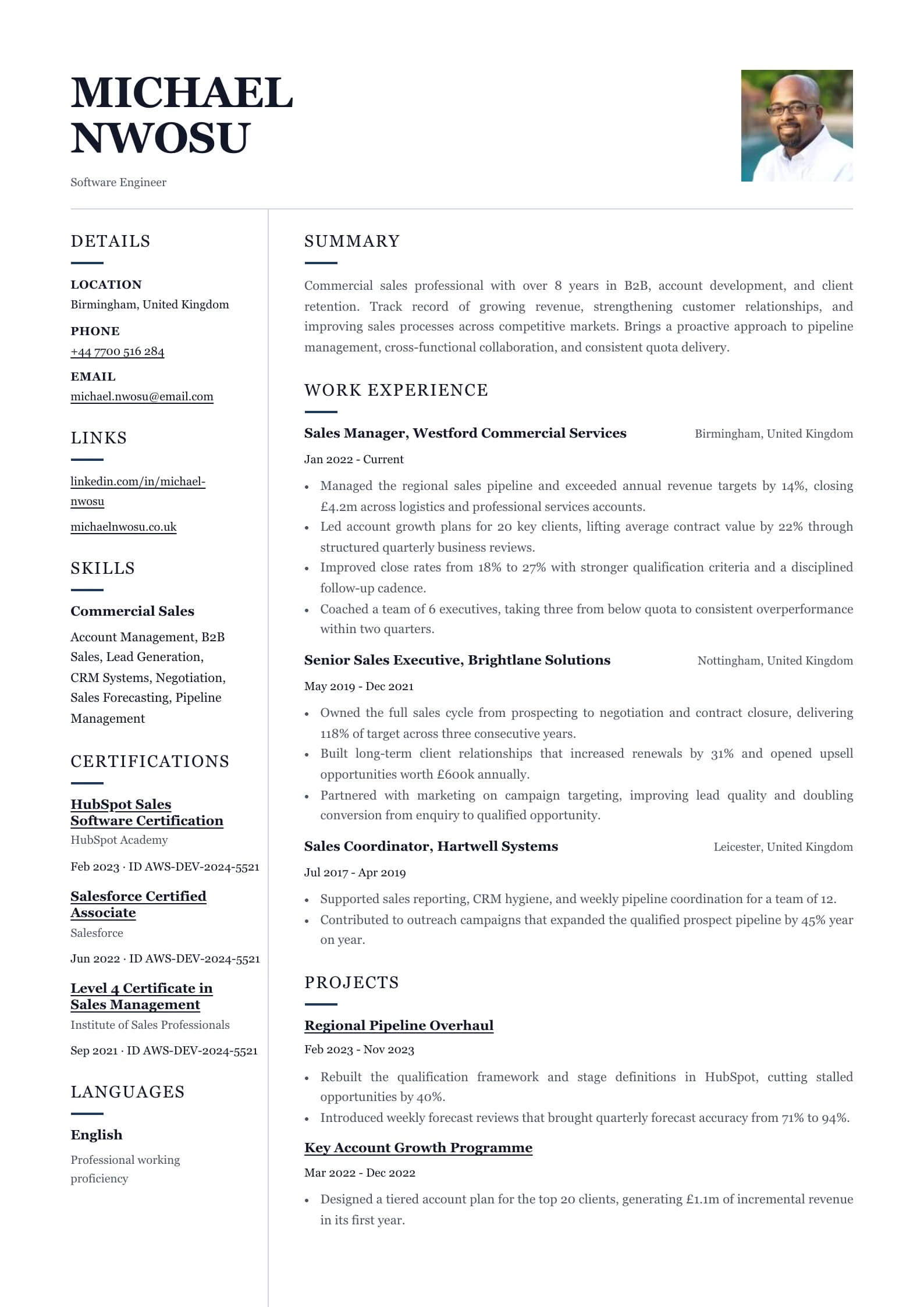 Ledger Ink resume template
