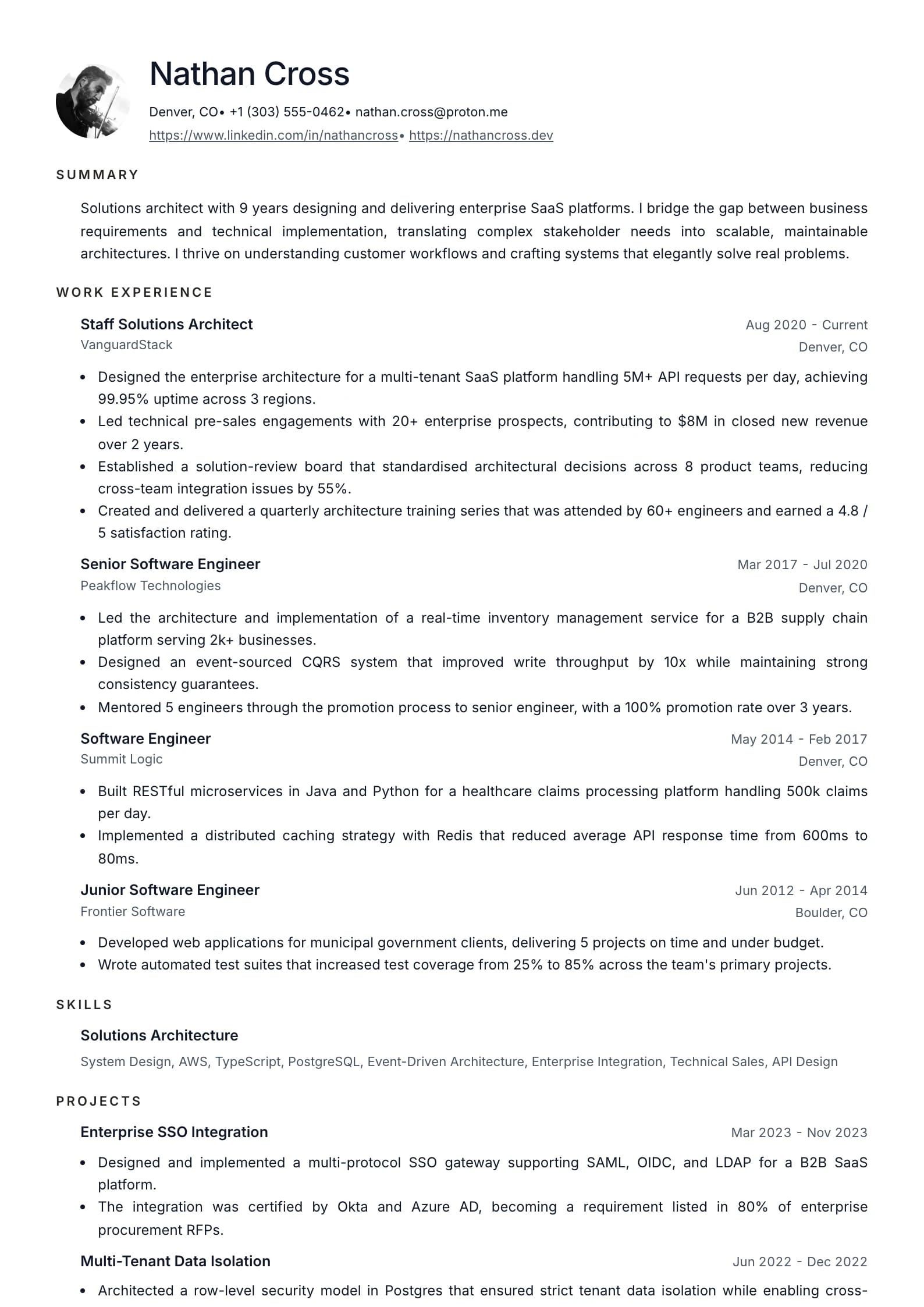 Minimal resume template