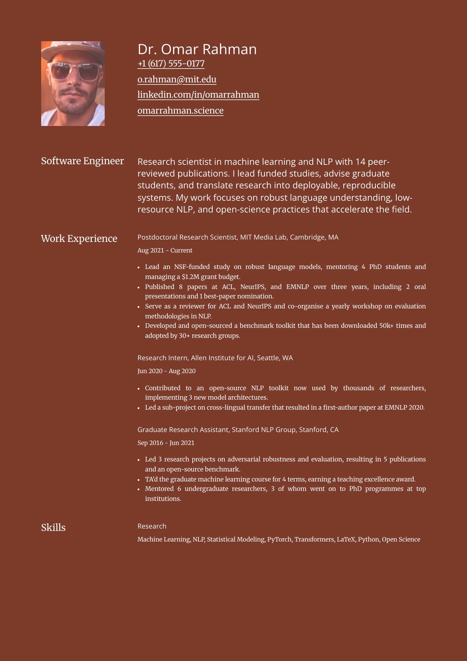 Monolith Clay resume template