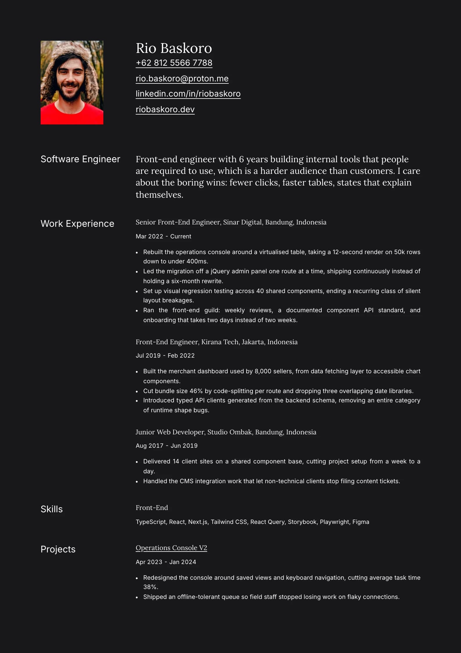 Monolith Ink resume template