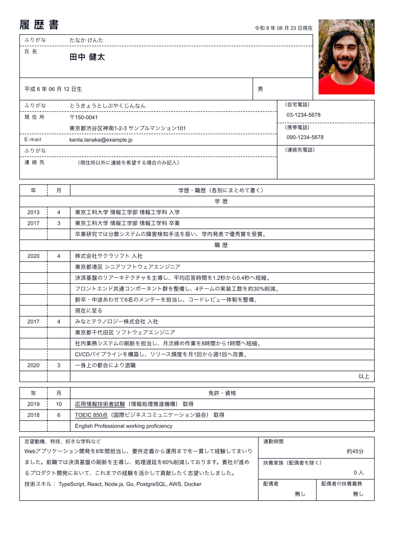 Rirekisho Gothic resume template