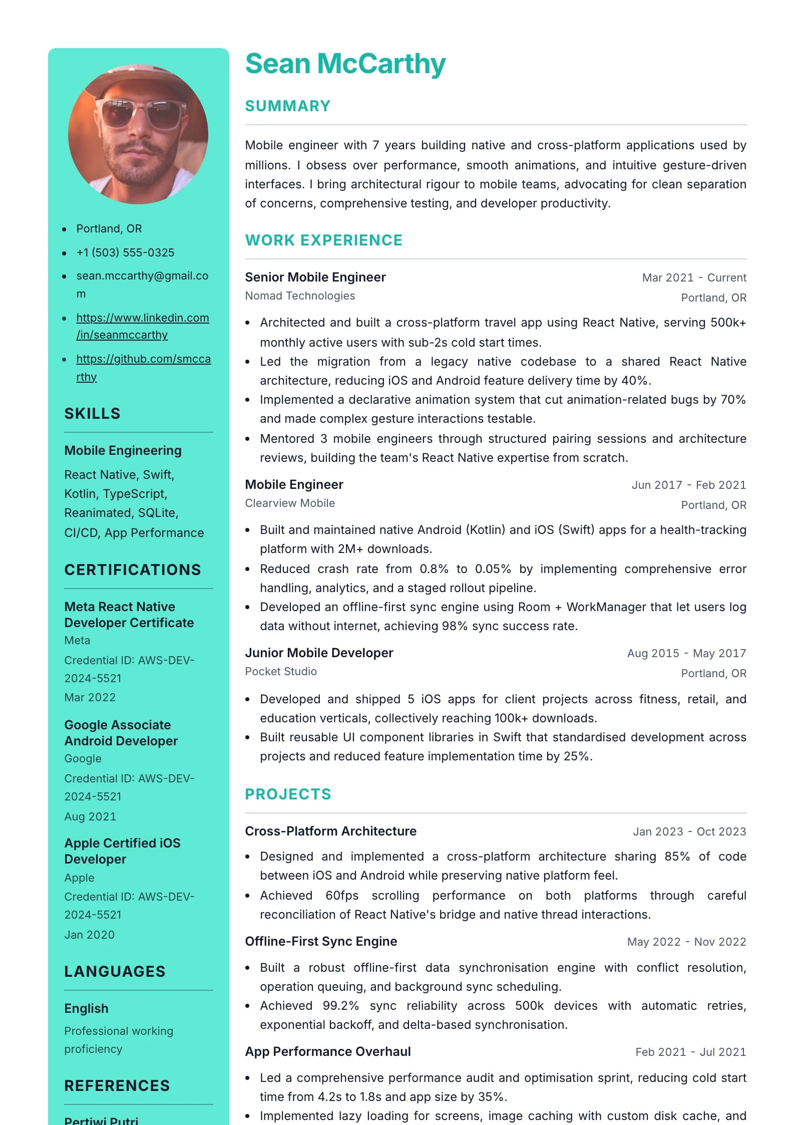 Split resume template