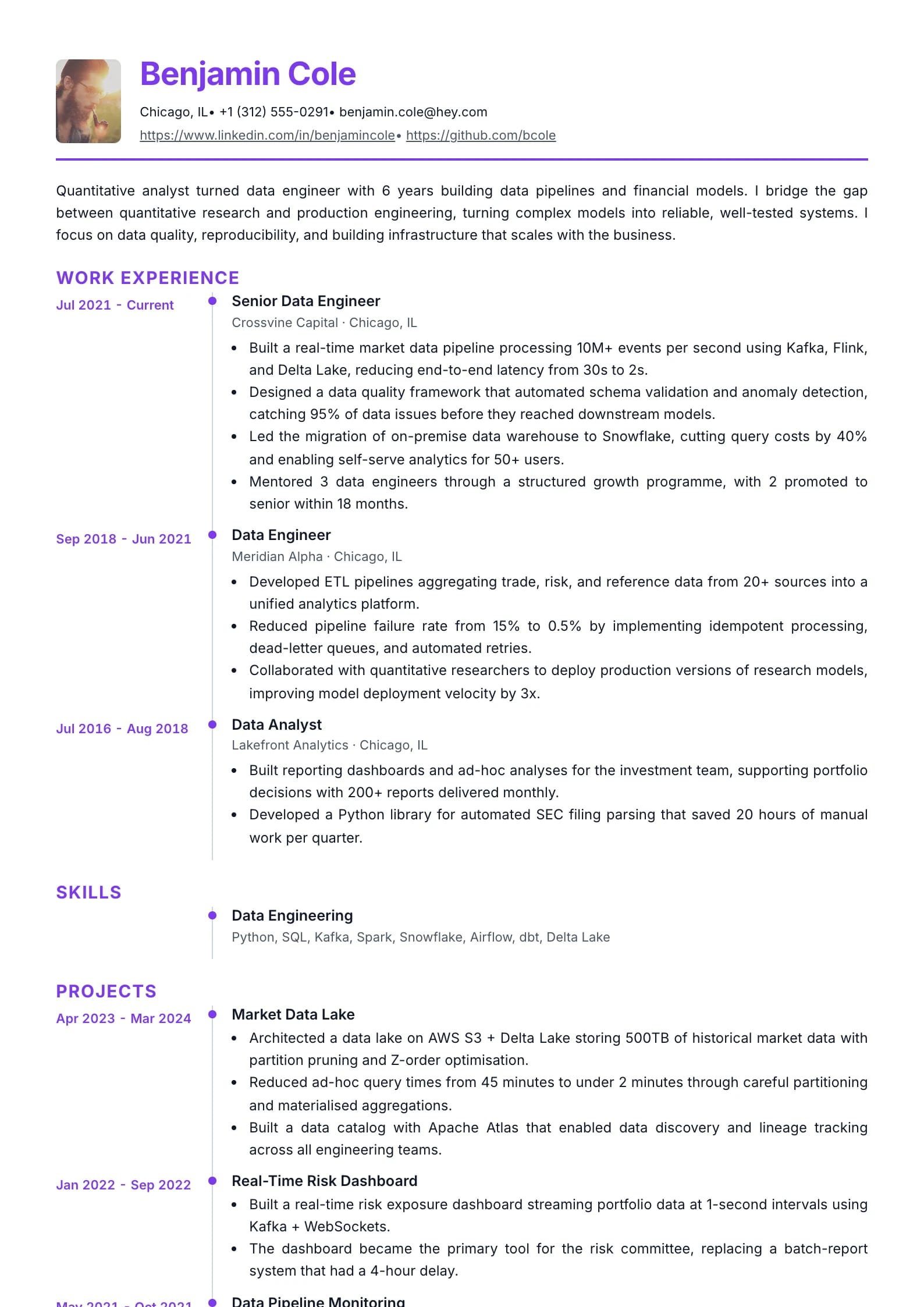 Timeline resume template