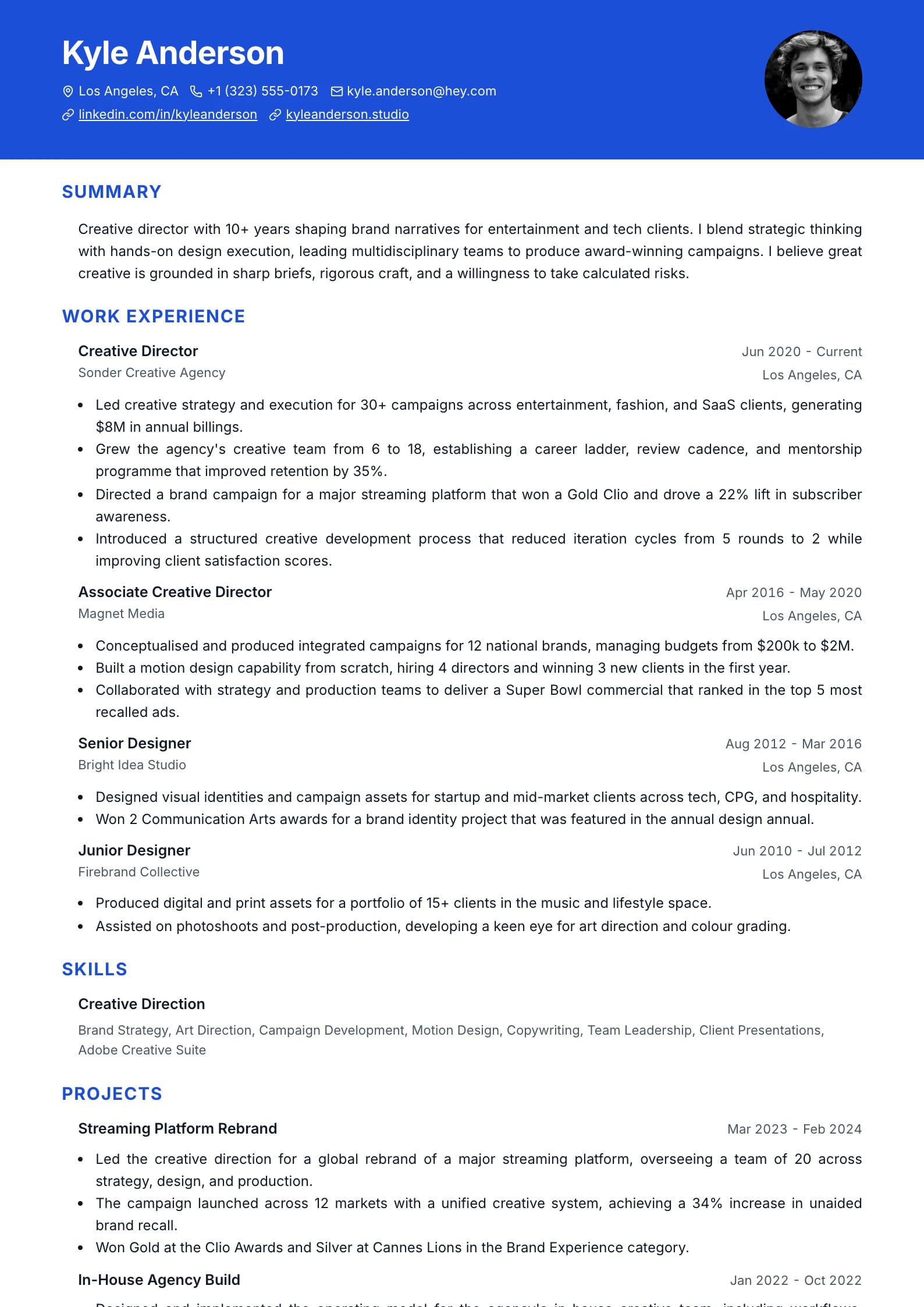 Banner Royal resume template