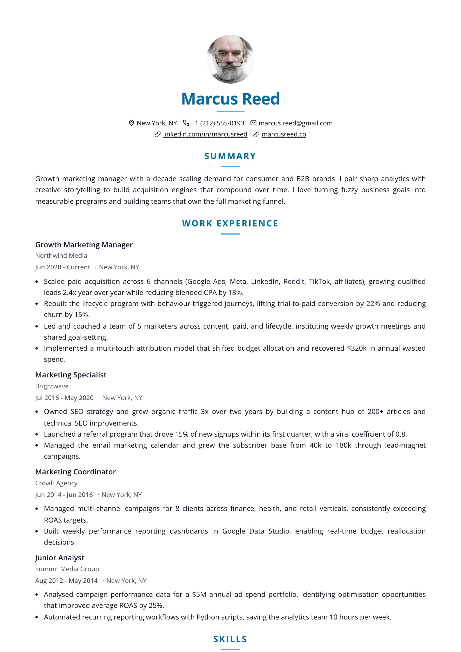 Centered Ocean resume template
