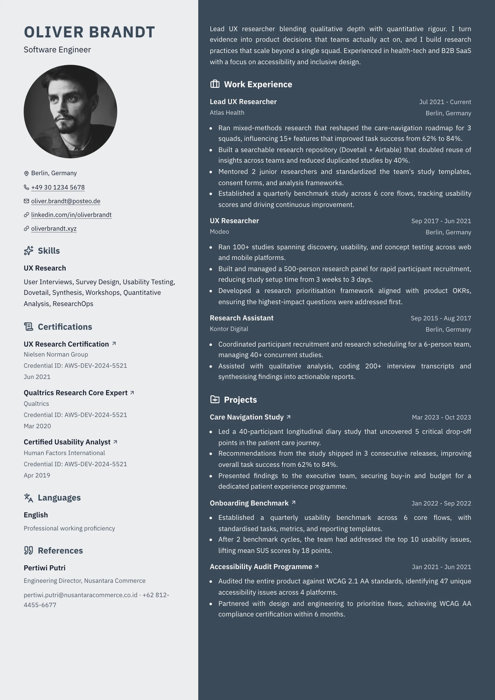 Duotone Slate resume template