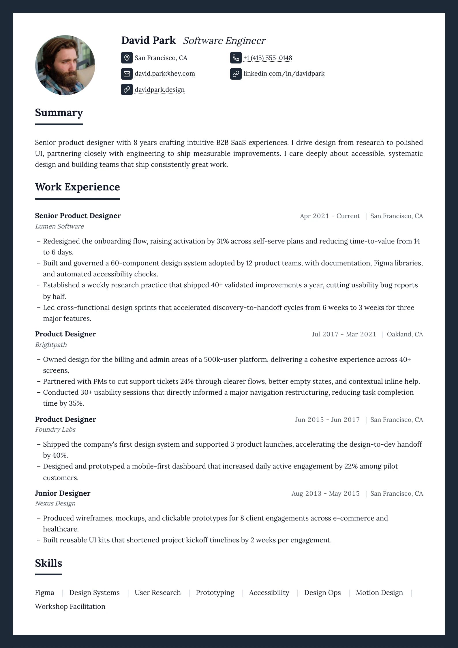 Folio Ink resume template