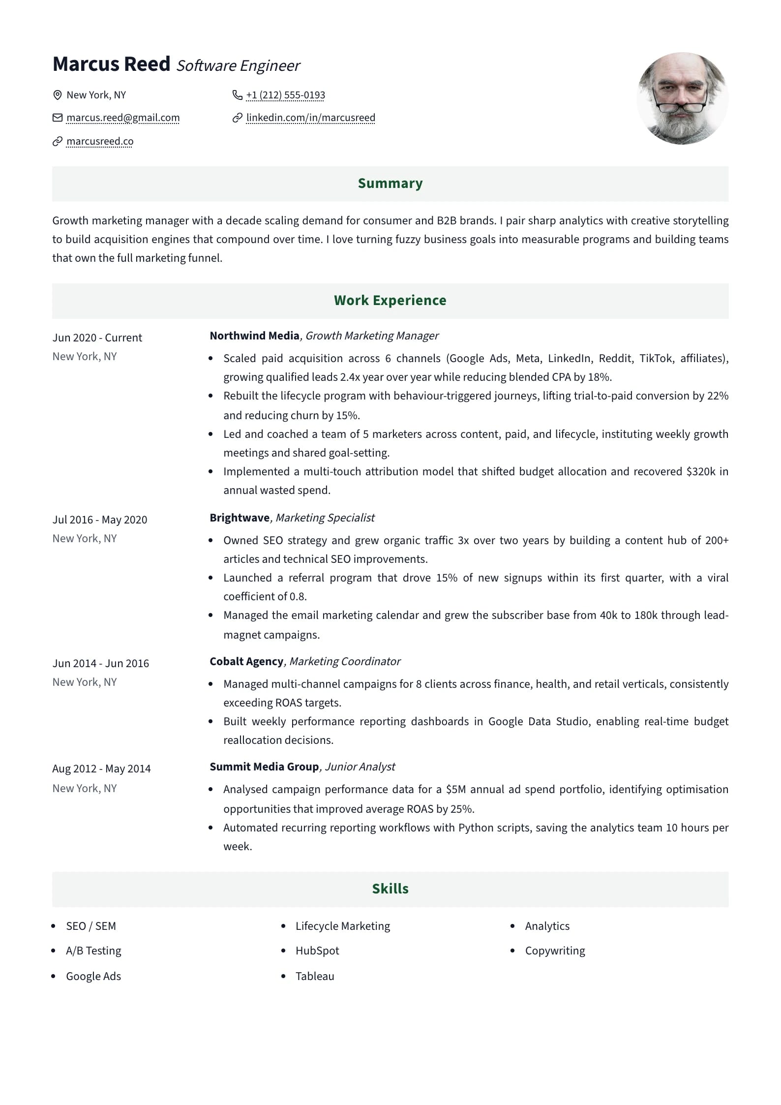 Lintel Forest resume template