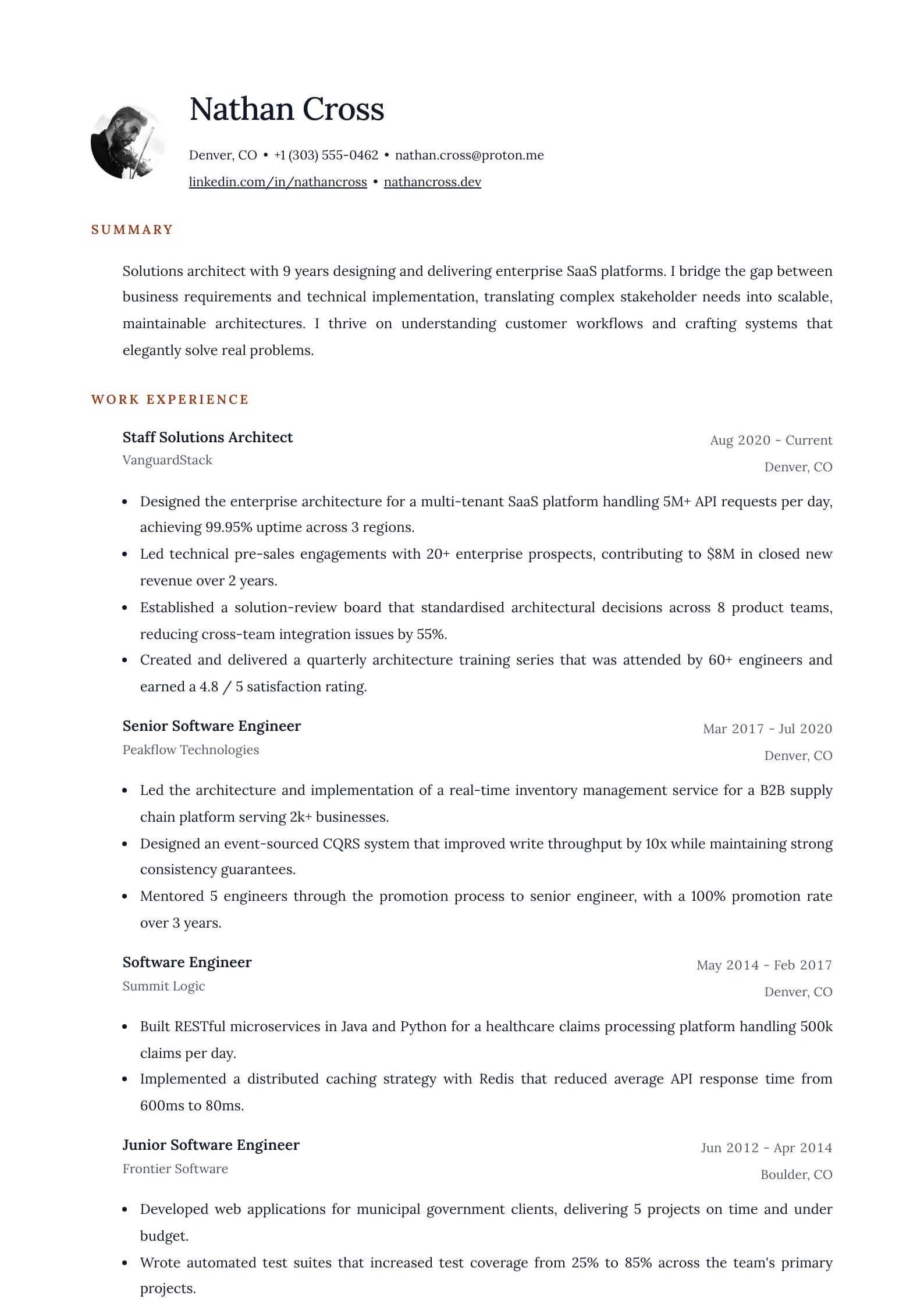 Minimal Warm resume template