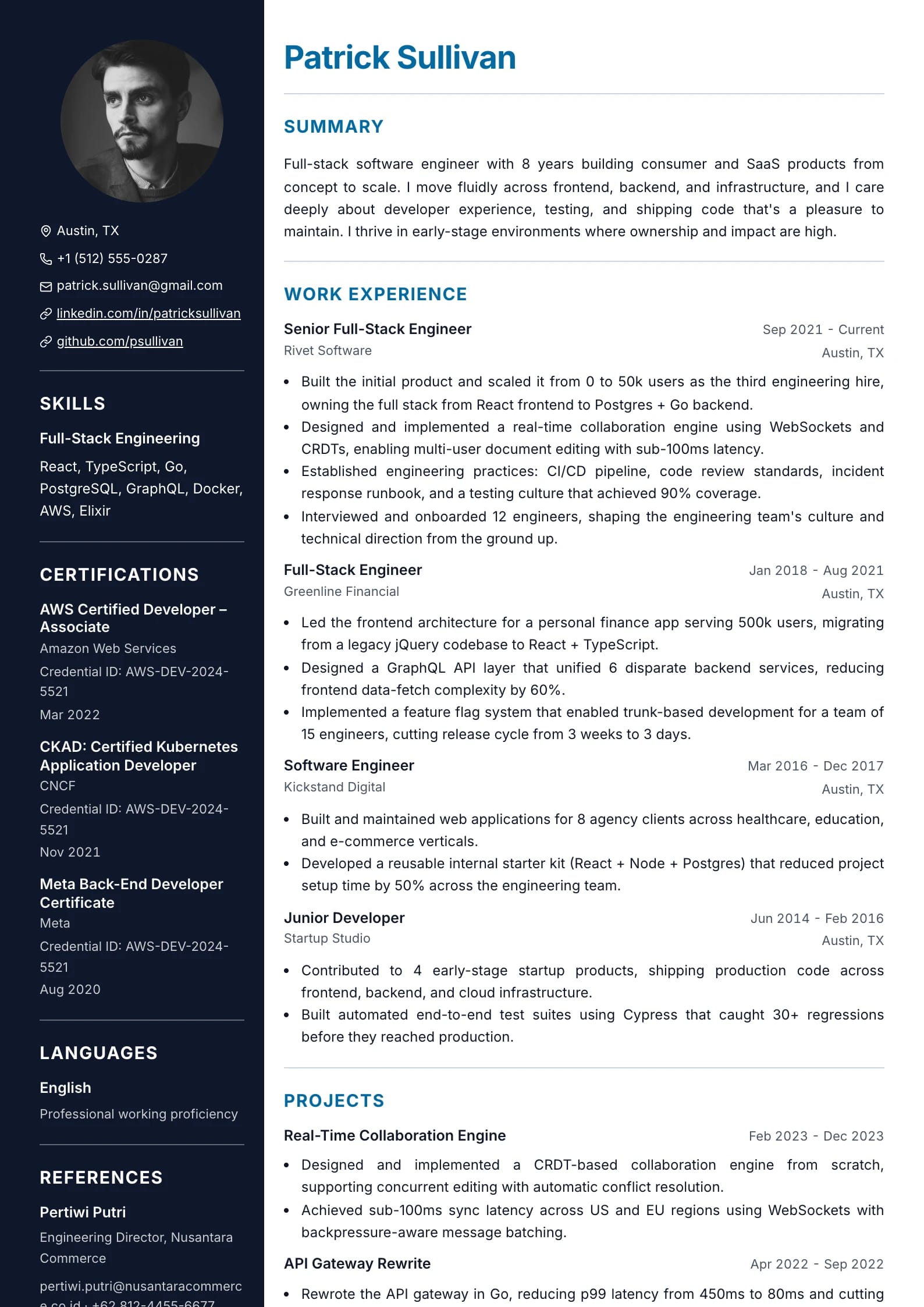 Split Midnight resume template