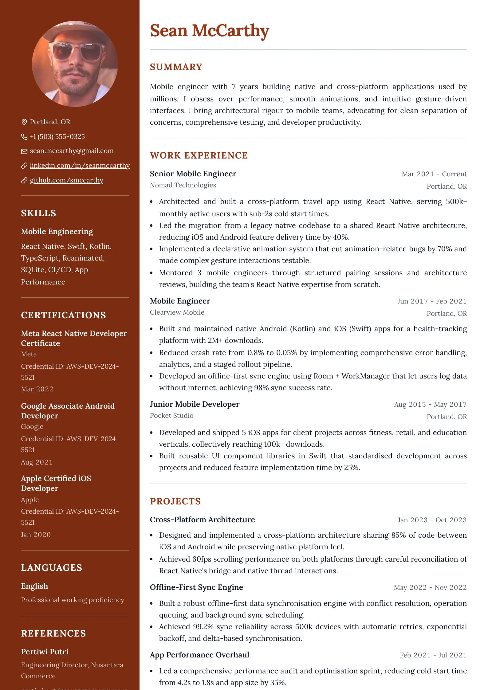 Split Terracotta resume template